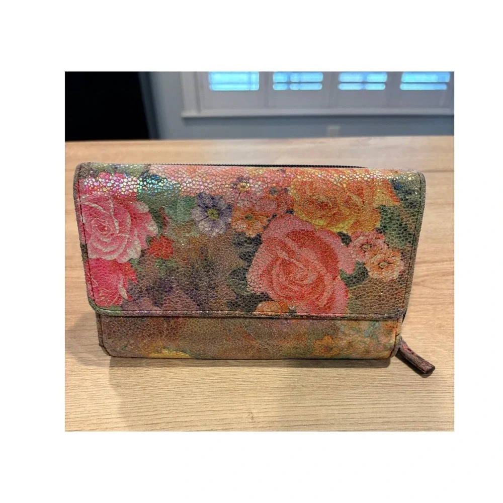 Safety Keeper Floral Shimmer Textured Bifold Wallet Card Slots, Windows